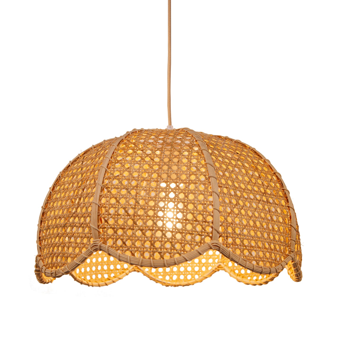 Handwoven Rattan Chandelier Flower Hollow Out Pendant Light