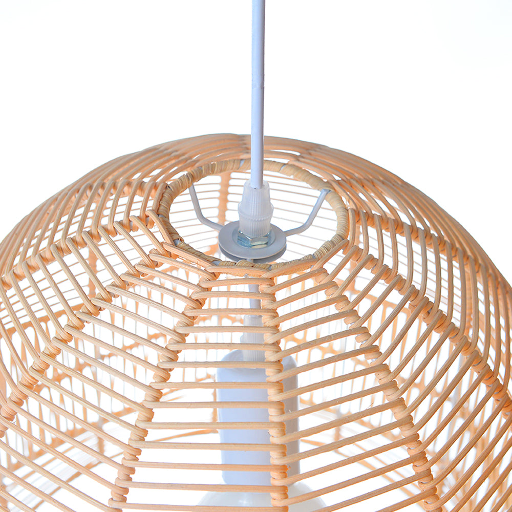 (M)Rattan Pendant Light Fixtures Geometric Single Lantern Ceiling Chandelier Lamp for Kitchen Island