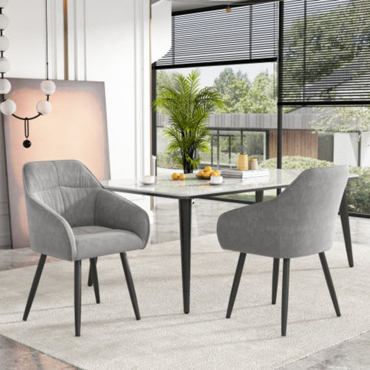 (p)Grey Velvet Dining Chairs with Metal Legs - Upholstered for Luxurious Living and Dining