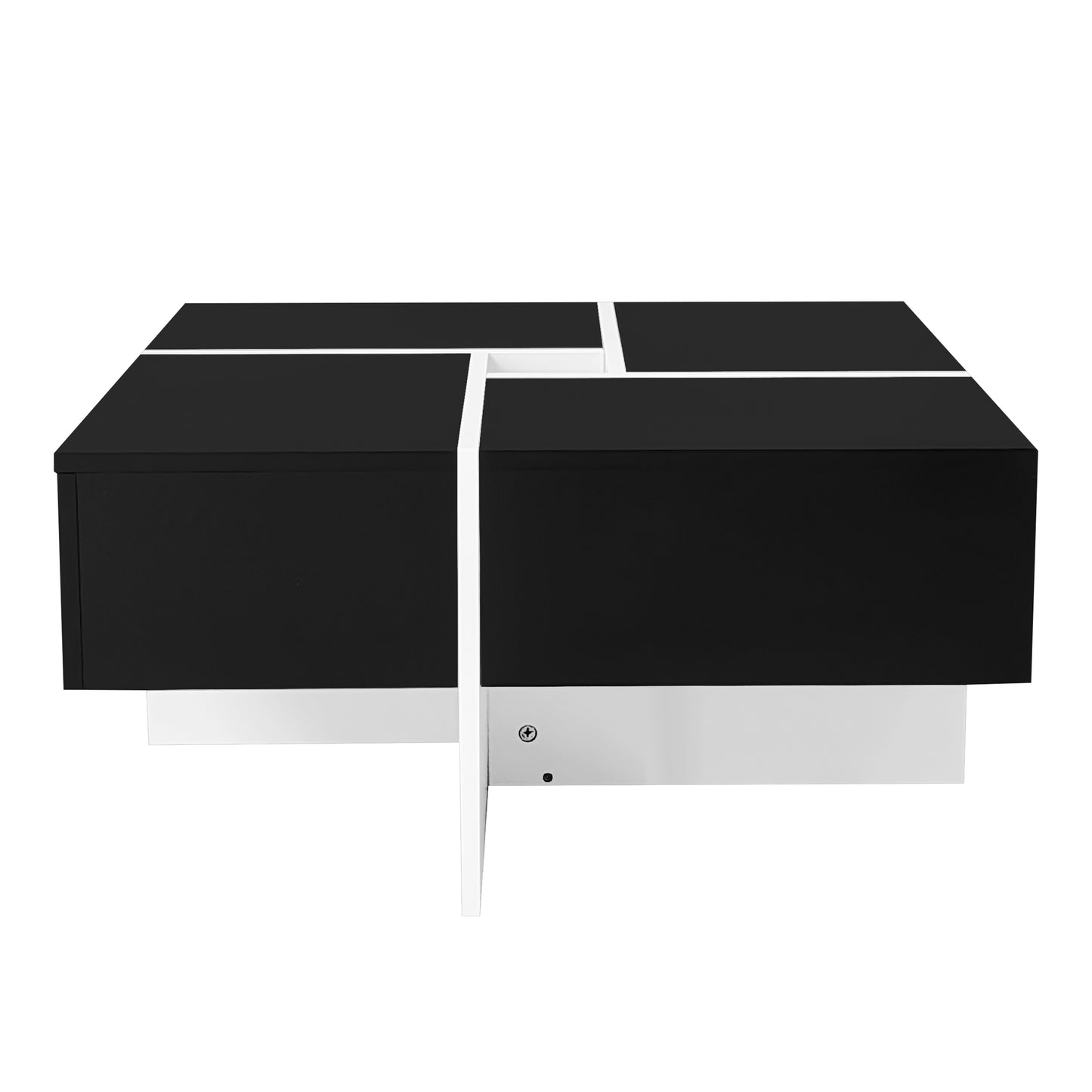 70cm Black and White Square Coffee Table with Central Storage