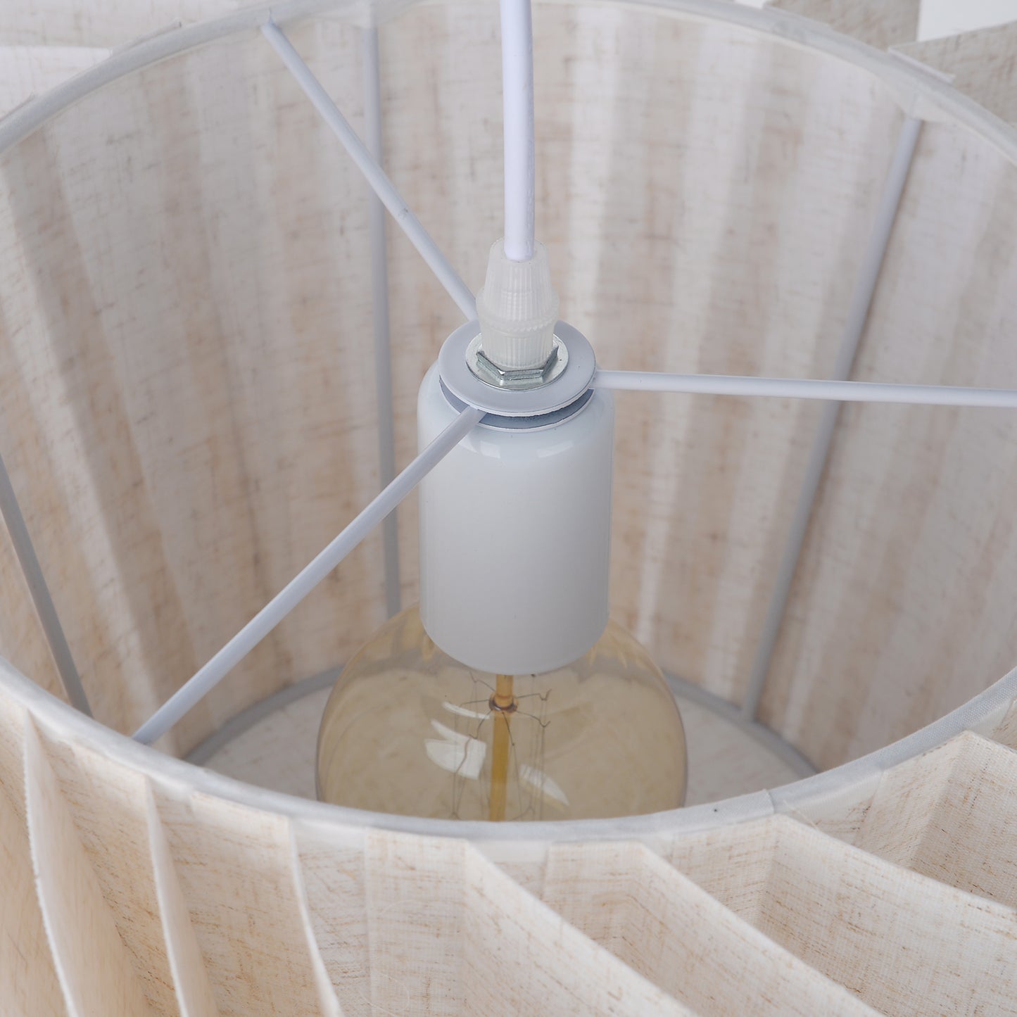 (Q) Beige Fabric Pendant Light, Nordic Modern Minimalist Style Fabric Pendant Light, Suitable For Bedrooms, Living Rooms, Kitchen Islands