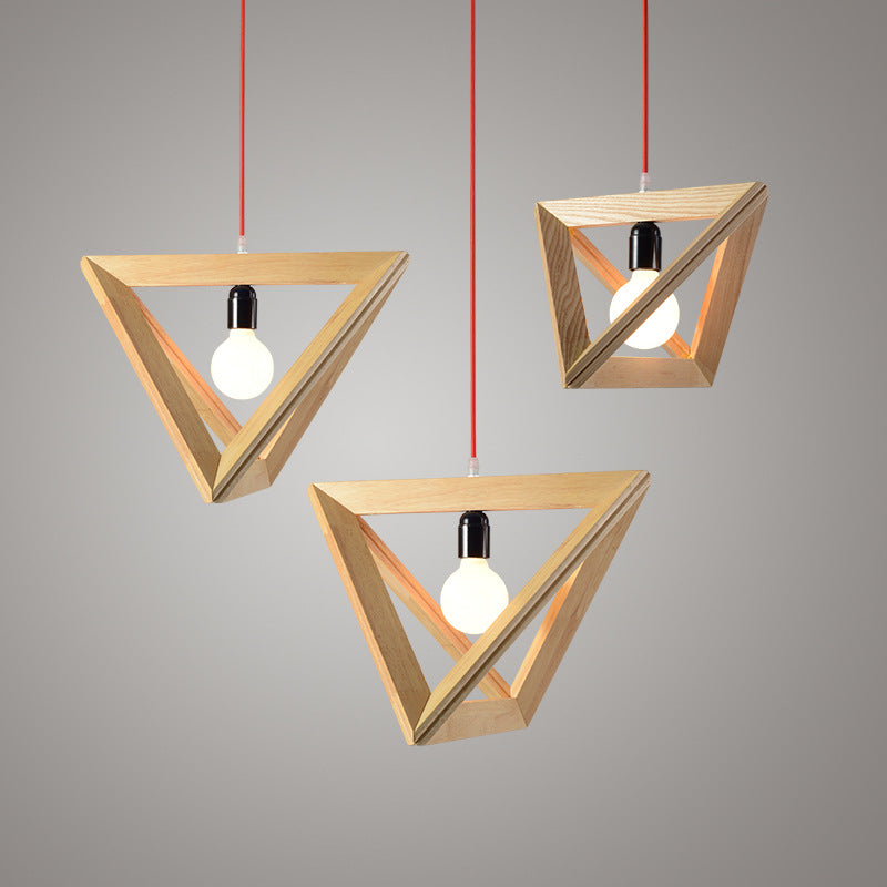 (Z)Nordic Wooden Pendant Lights Triangle Pendant Lights Living Room Bedroom Kitchen Hanging Lamps Home Decor