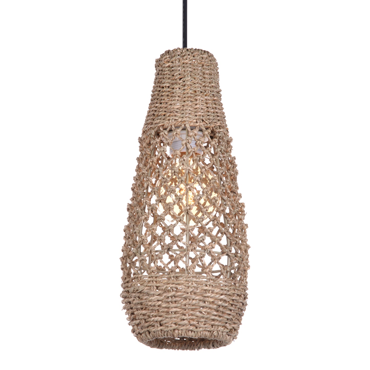 (Z)ARTURESTHOME Handmade Rattan Chandelier Bohemian Style Natural Fibre Chandelier Ceiling Light Fixture