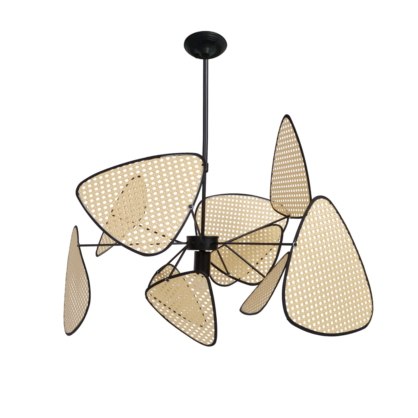 Arturesthome Hollow Fan Blades Combination Rattan Pendant Light Shade For Bedroom Kitchen Island