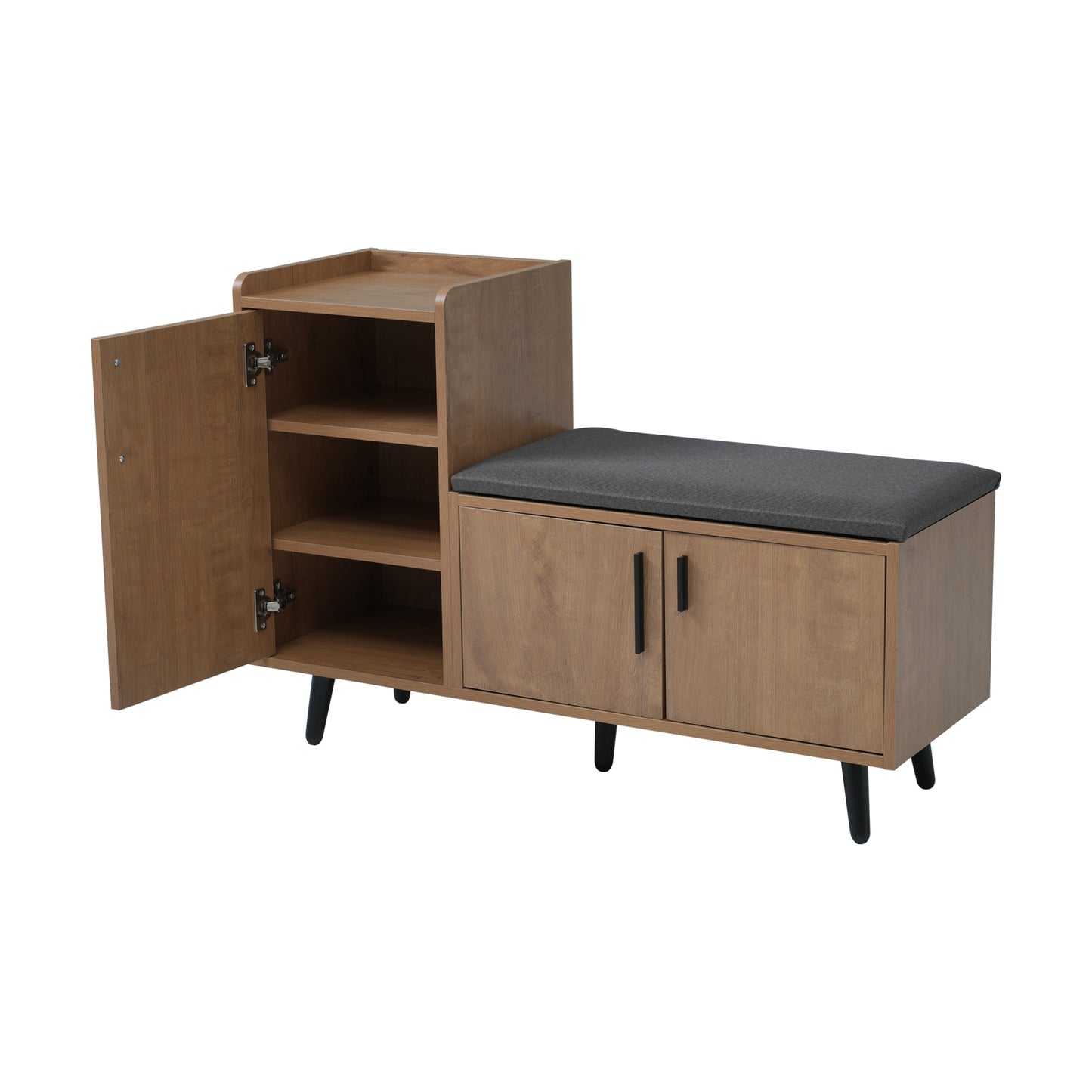 Modern Storage Shoe Bench with Three Doors