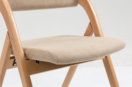 Wooden Stackable Folding Chairs with Padded Seats & Removable Covers - 2 Pack for Kitchen, Office, Wedding, Party, Picnic