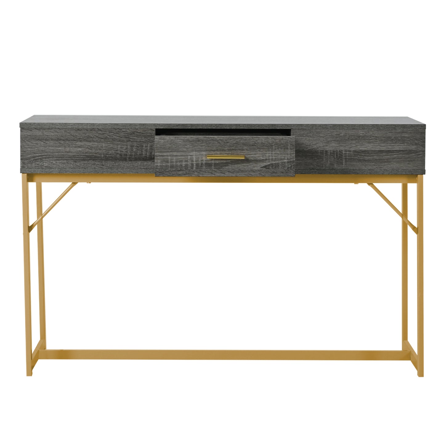 (Z)Console table Hallway Table with 1 Drawer Light Luxury Style Side Table Sofa Table 120x38x76 cm Grey/Gold