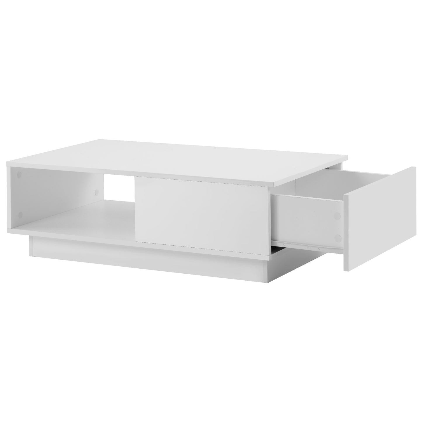 Modern High Gloss Rectangular LED Coffee Table with 15 Color Options - White Living Room