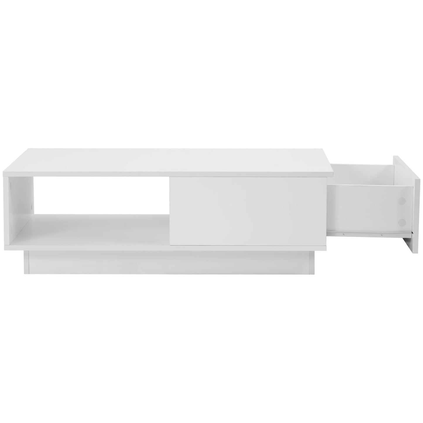 Modern High Gloss Rectangular LED Coffee Table with 15 Color Options - White Living Room