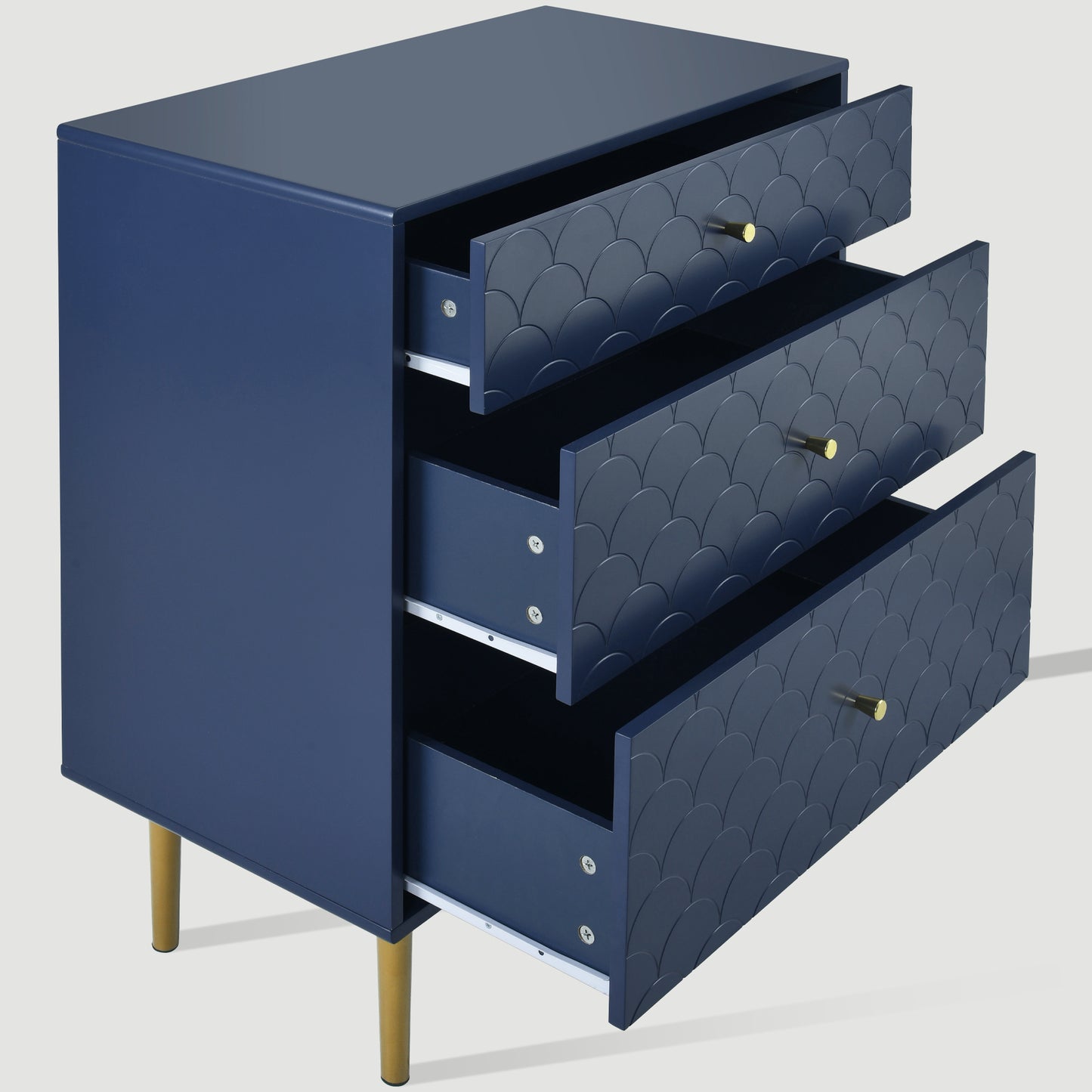 (Z)Sideboard with three drawers in navy blue, suitable for bedrooms and all living rooms