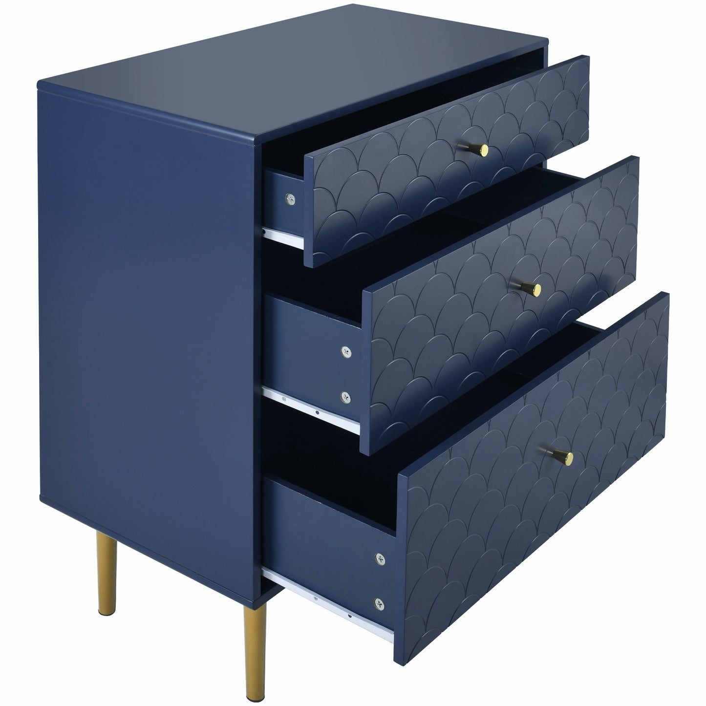 (Z)Sideboard with three drawers in navy blue, suitable for bedrooms and all living rooms