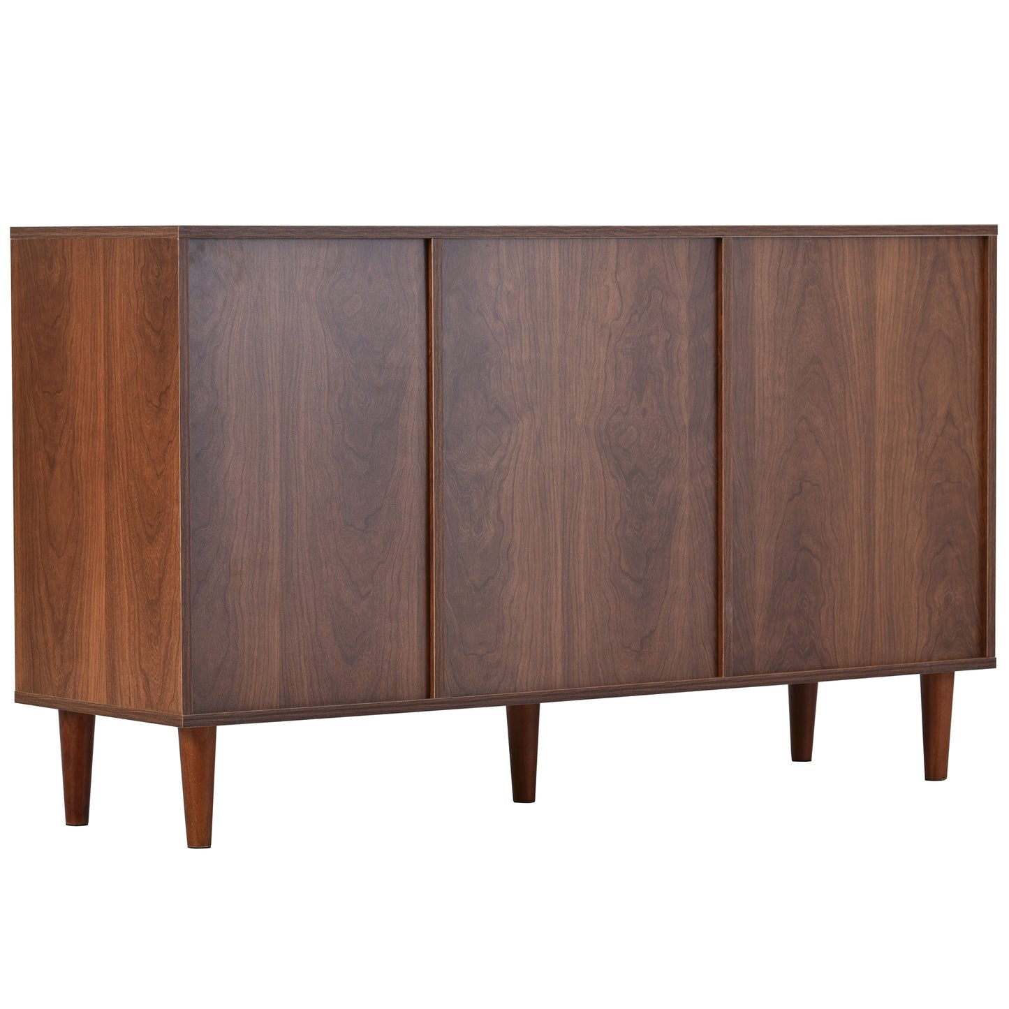 Wide Rattan Insert Sideboard with Three Doors and Two Irregular Drawers