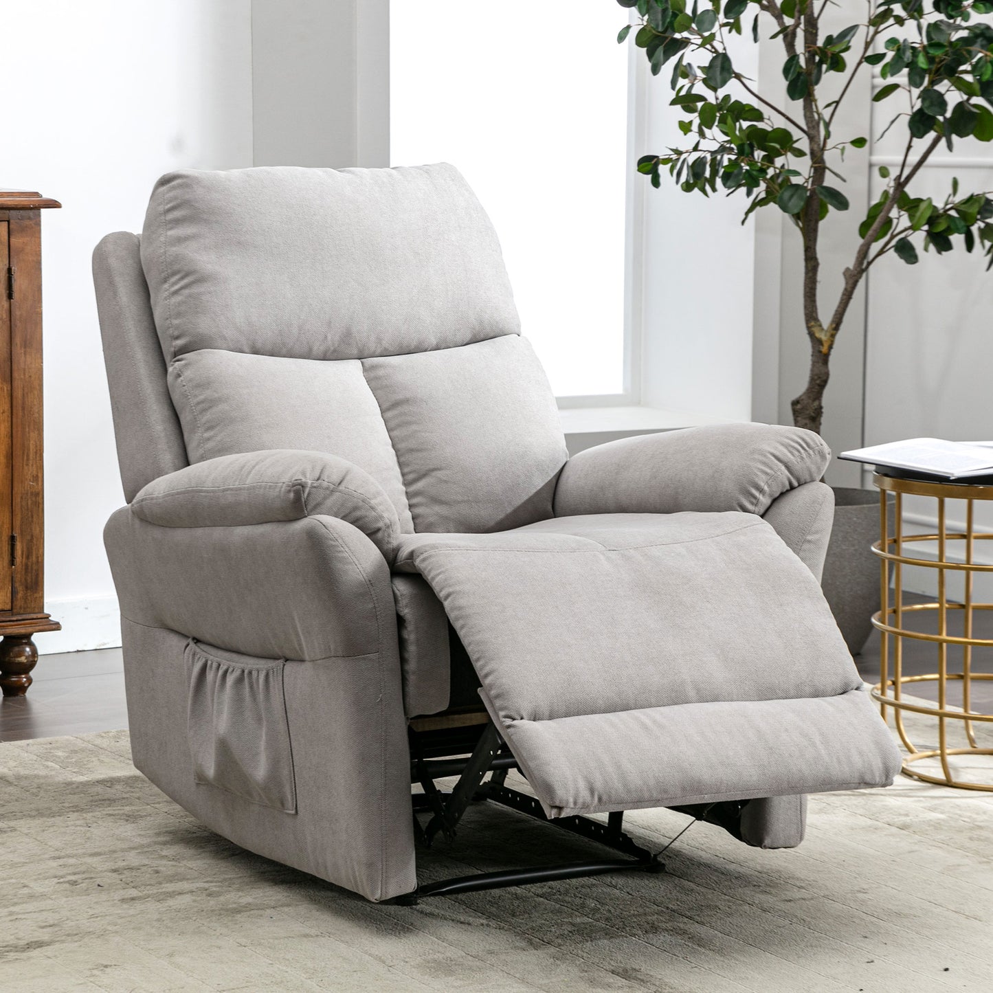 Fabric Armchair with Manual Lounger and Footrest - Comfort for Living Room