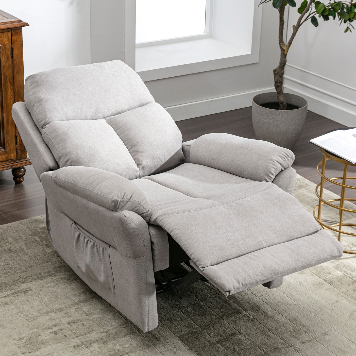 Fabric Armchair with Manual Lounger and Footrest - Comfort for Living Room