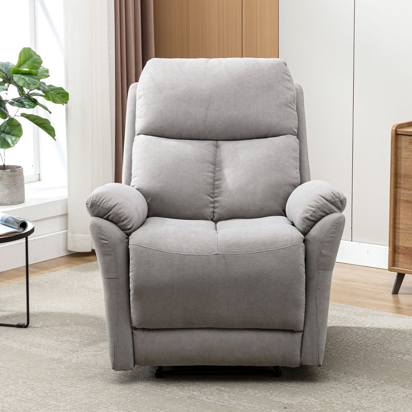 Fabric Armchair with Manual Lounger and Footrest - Comfort for Living Room