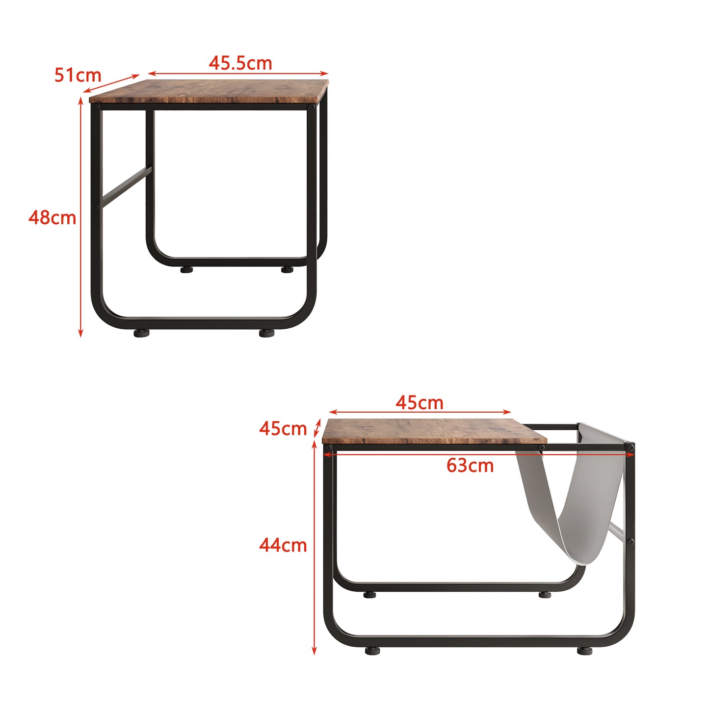 (Z)Vintage Sofa Side Table Removable Coffee Table Living Room Small Square Sofa Table With Magazine Storage Compartment