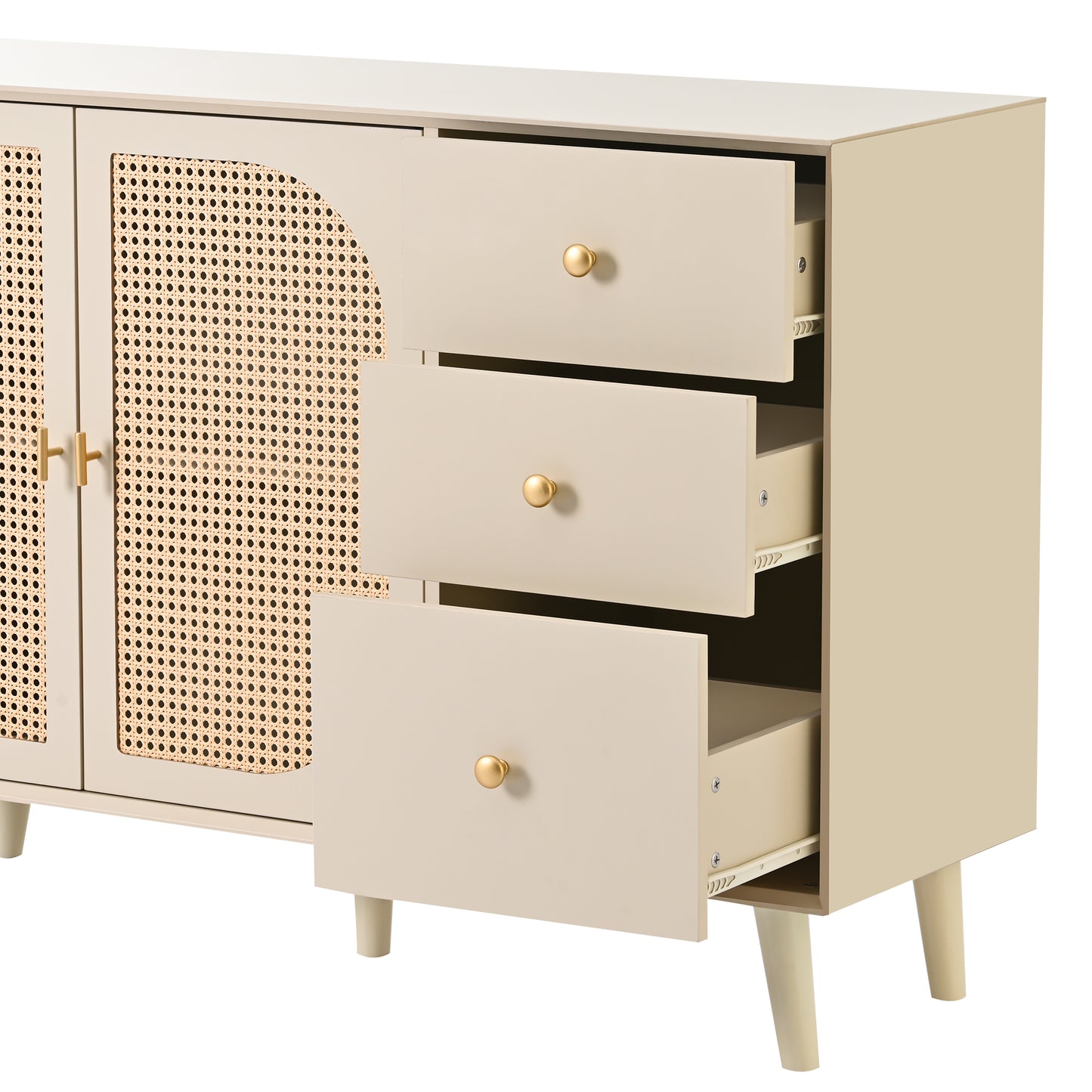 Off-White Cream Sideboard with Doors & Drawers - Large Storage for Living & Dining Rooms