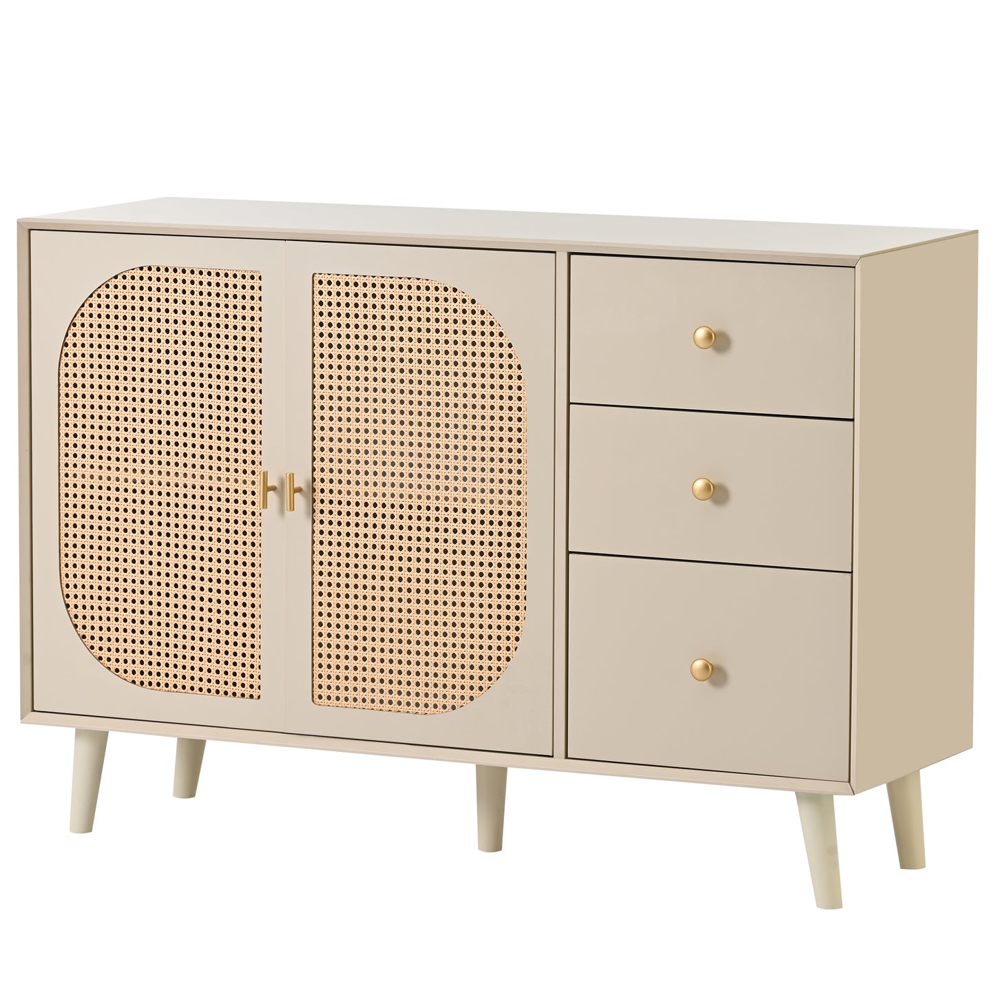 Off-White Cream Sideboard with Doors & Drawers - Large Storage for Living & Dining Rooms