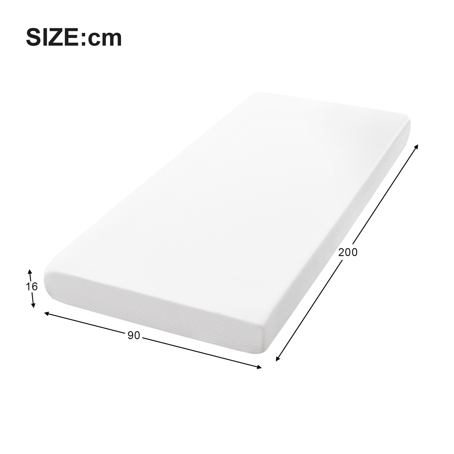 (Z)Mattress Comfortable Bedspread with Anti-Slip Particles and Handles Oeko-Tex Certified Ergonomic Breathable and Durable Hardness H3 90x200cm