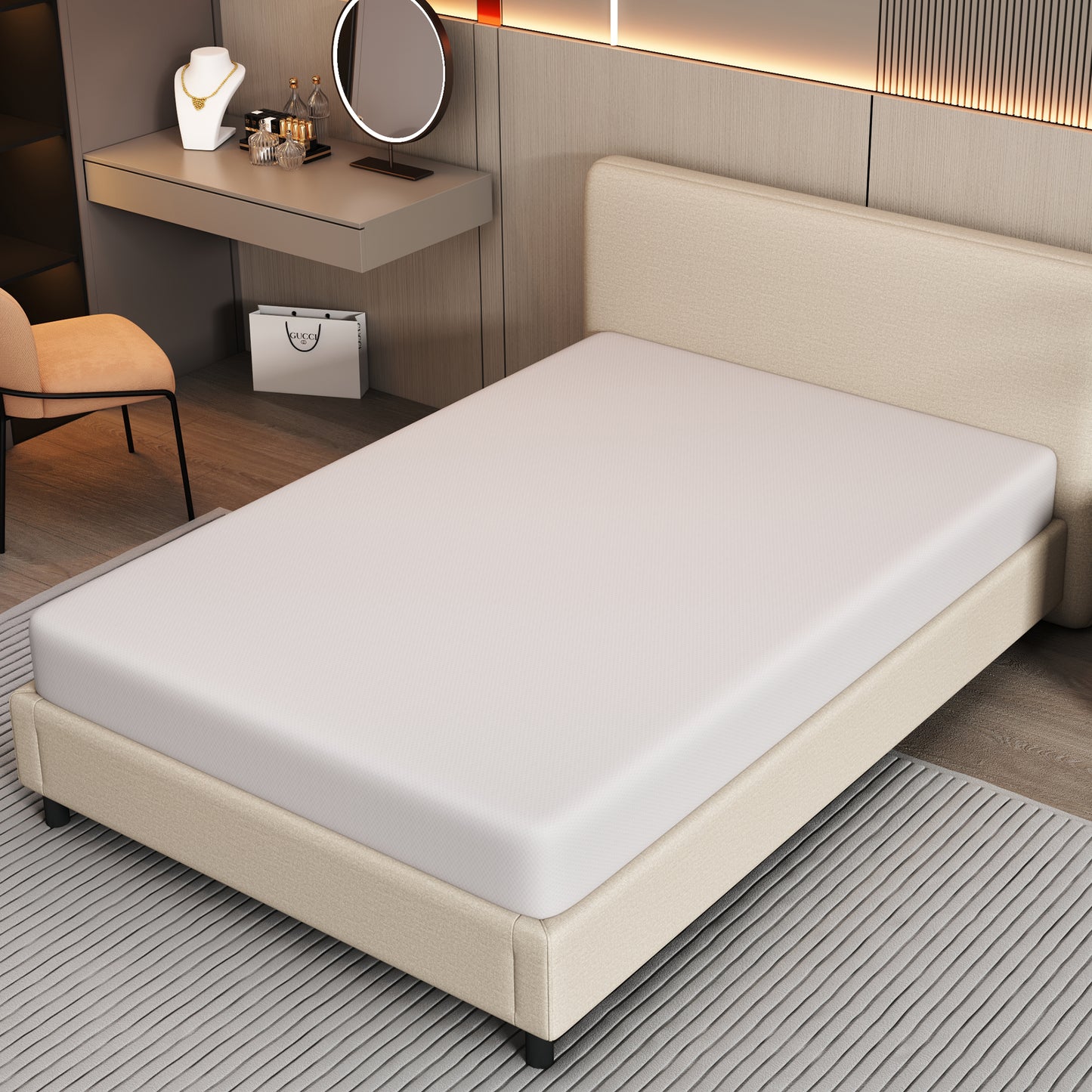 (Z)Mattress Comfortable Bedspread with Anti-Slip Particles and Handles Oeko-Tex Certified Ergonomic Breathable and Durable Hardness H3 90x200cm