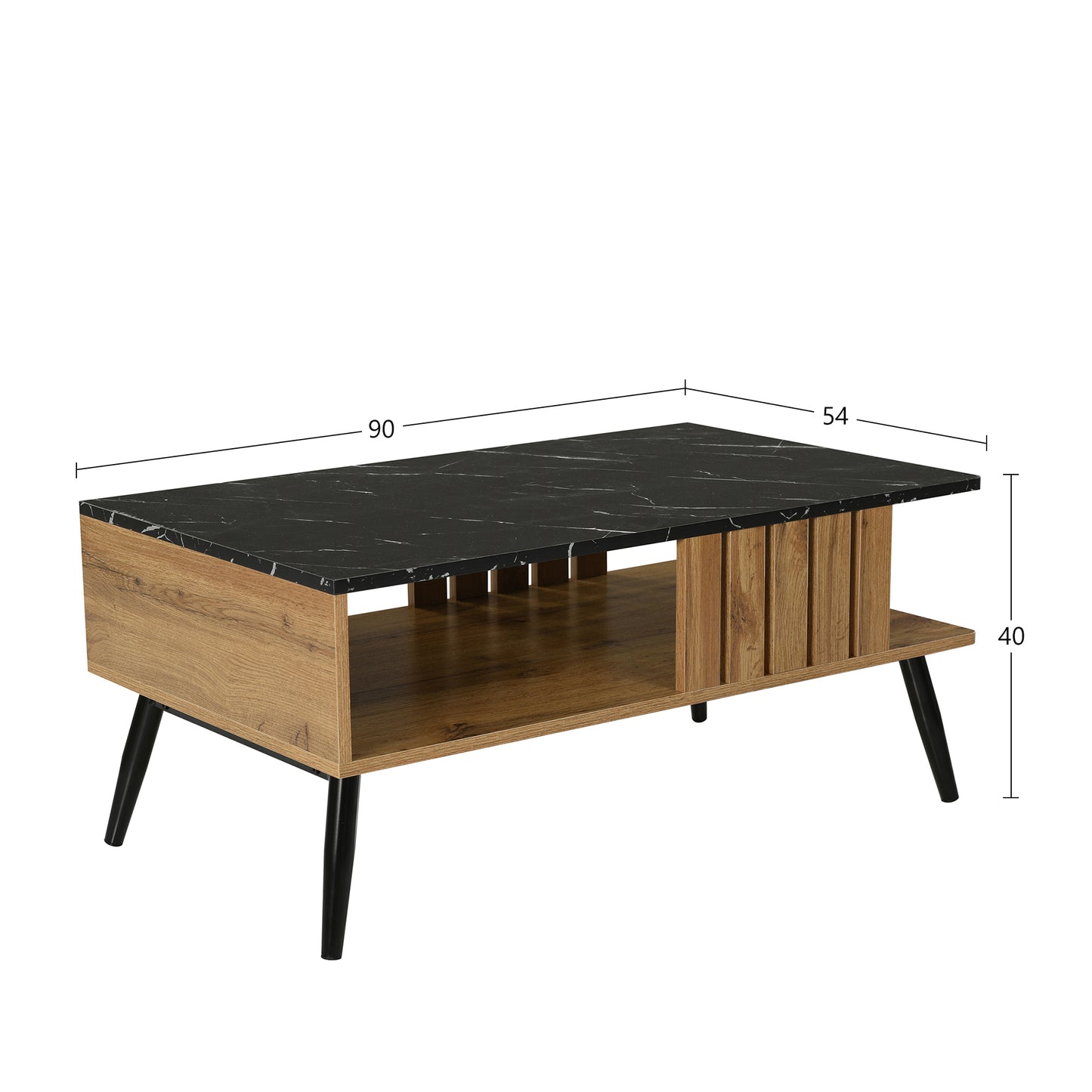 (Z)Black wood colour patchwork modern coffee table Coffee table Scandinavian light luxury PVC Edge design Wooden furniture table Easy to maintain Size 90*54*40cm