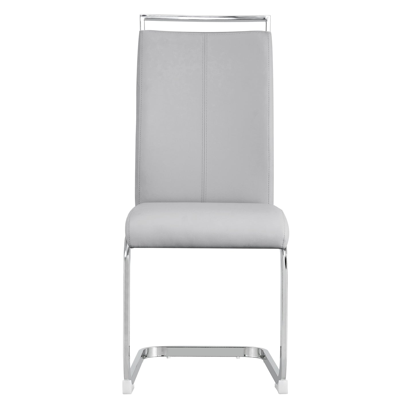 4-Piece Modern Dining Chairs,Chrome Frame, Waterproof PU Leather, Light Grey