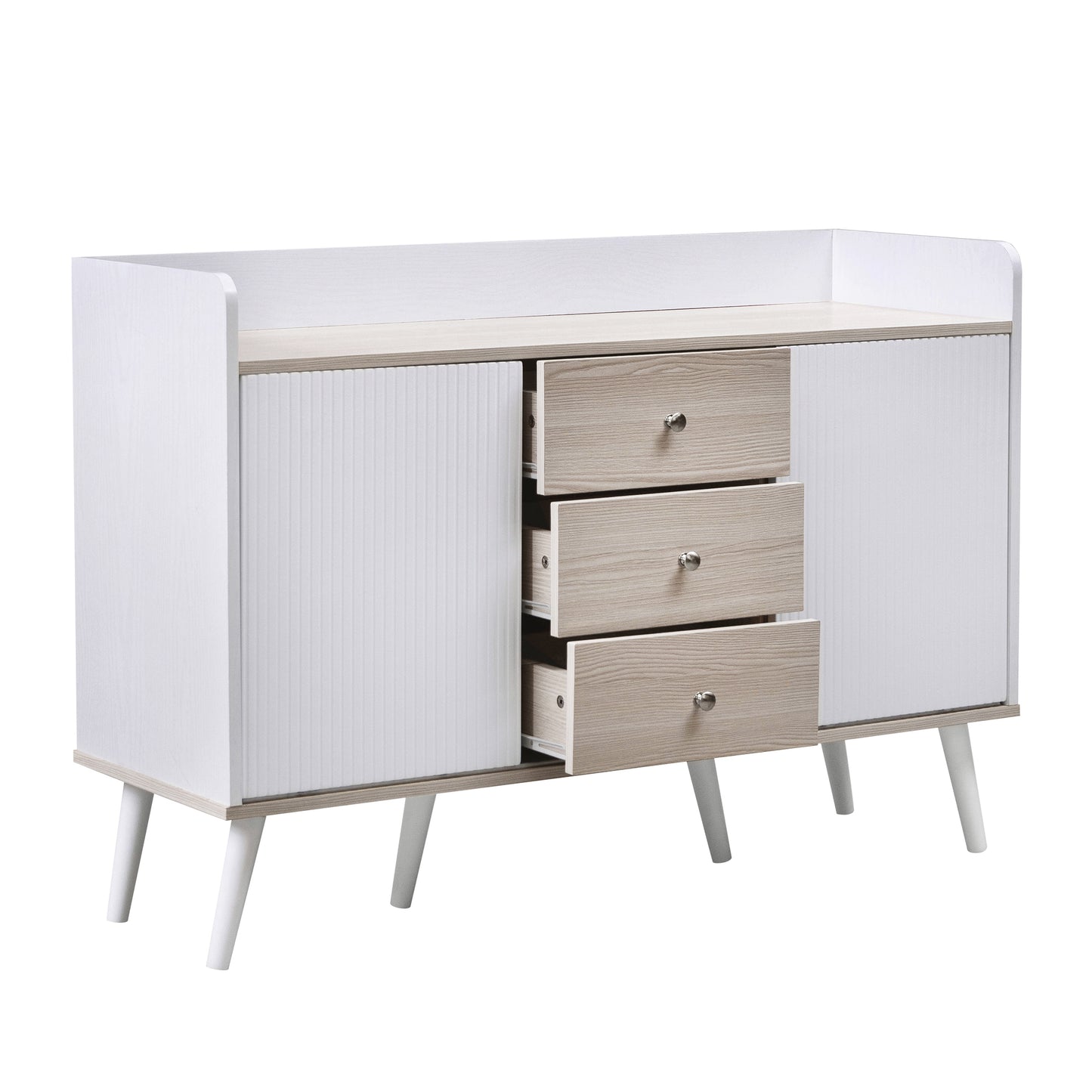 Modern Wood-Color Sideboard with Three Drawers and Exquisite Grain