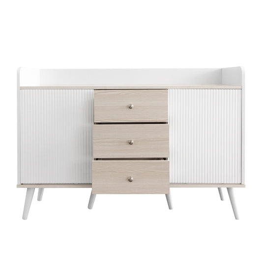 Modern Wood-Color Sideboard with Three Drawers and Exquisite Grain