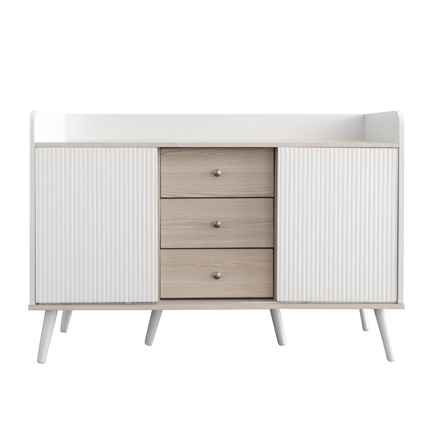 Modern Wood-Color Sideboard with Three Drawers and Exquisite Grain