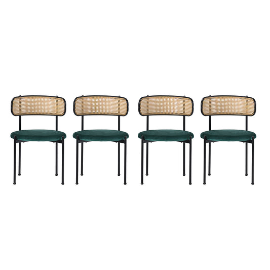 Green Velvet Dining Chairs Set of 4-Modern Leisure Chairs with Metal Legs