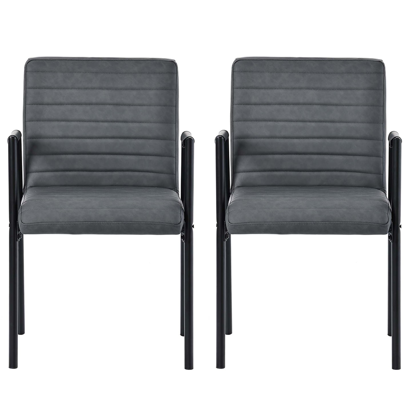 Black Velvet Dining Chairs Set of 2-Modern Striped Upholstered with Metal Legs