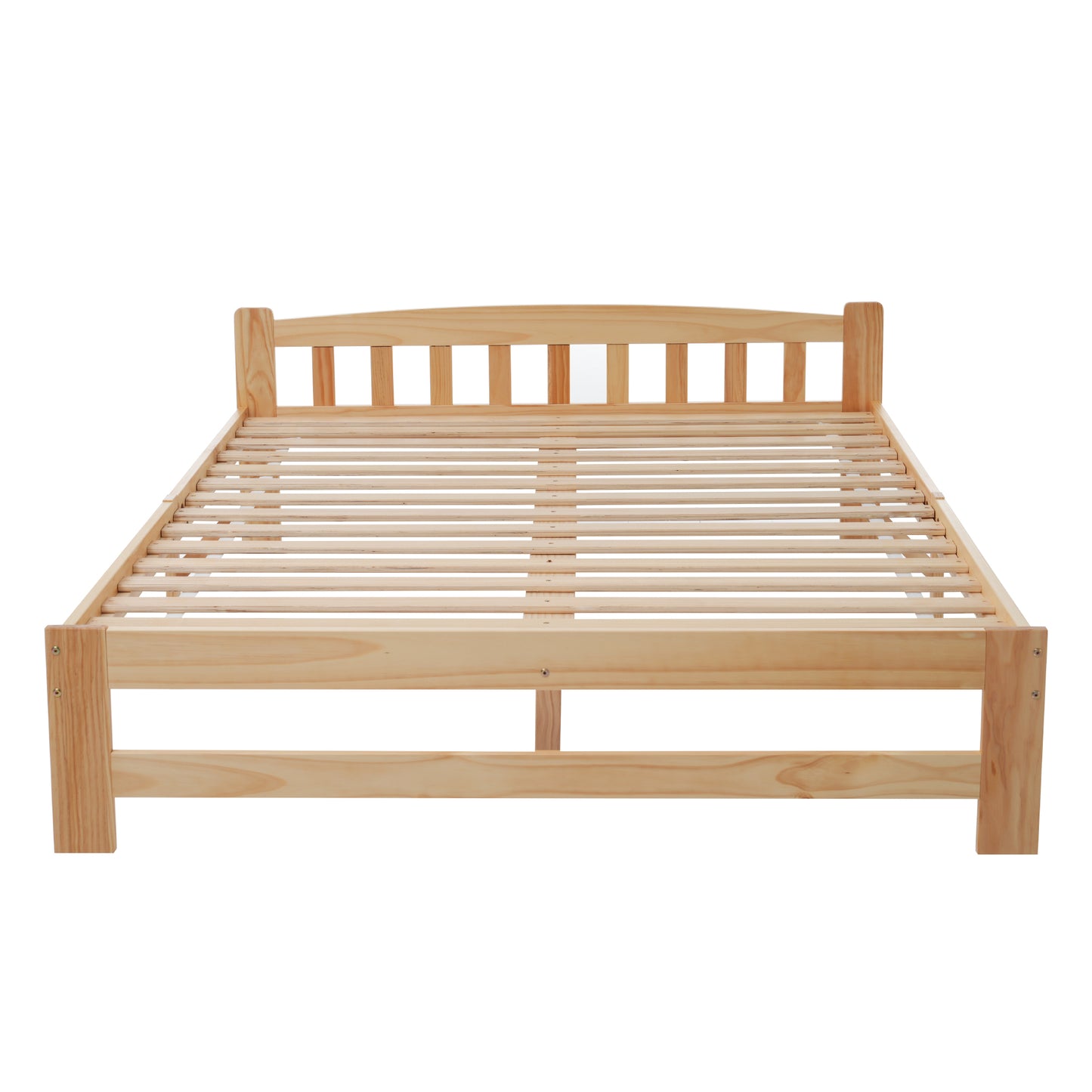 Solid Natural Hardwood Futon Bed with Headboard and Slatted Base - Black and Natural, 140x200 cm