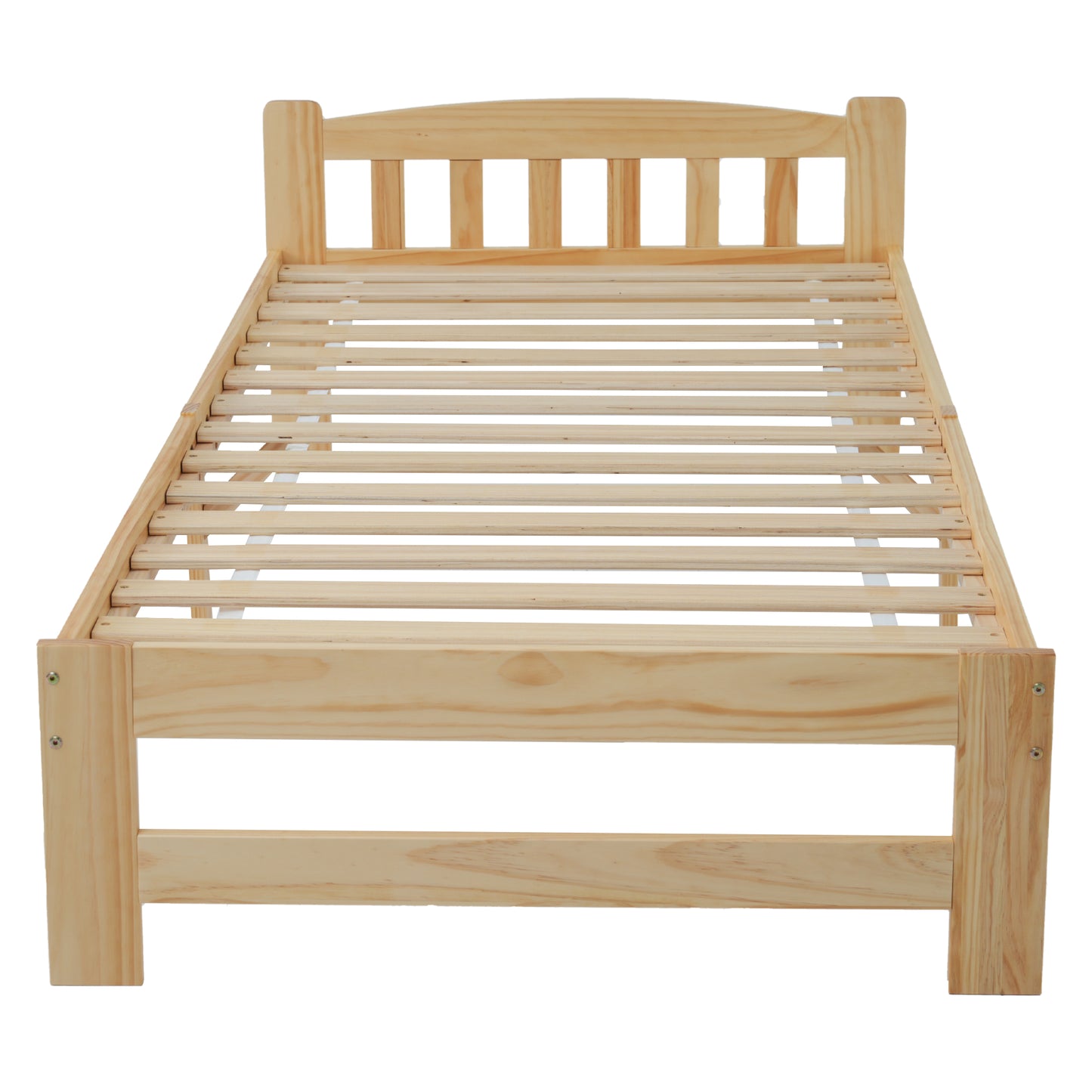 Solid Wood Futon Bed with Headboard and Slatted Frame - Natural 90x200 cm