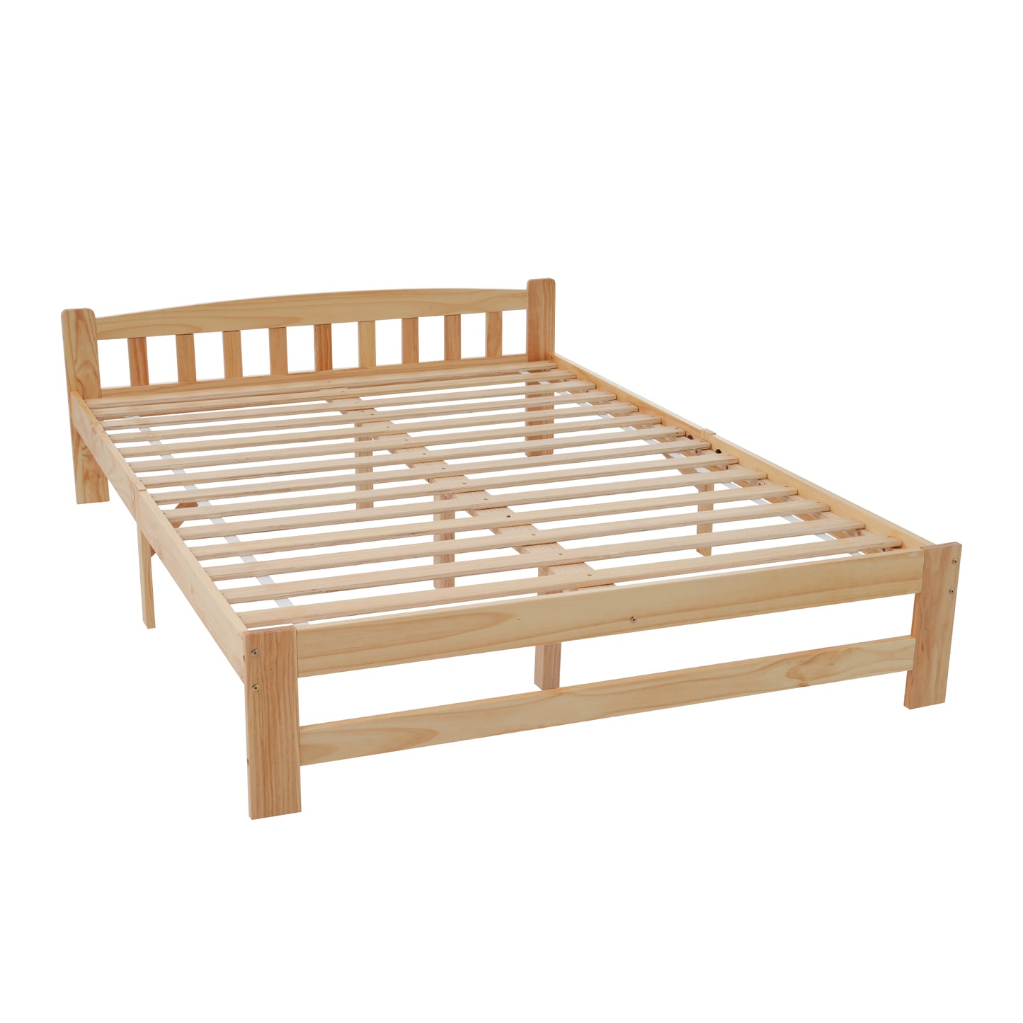 Solid Natural Hardwood Futon Bed with Headboard and Slatted Base - Black and Natural, 140x200 cm