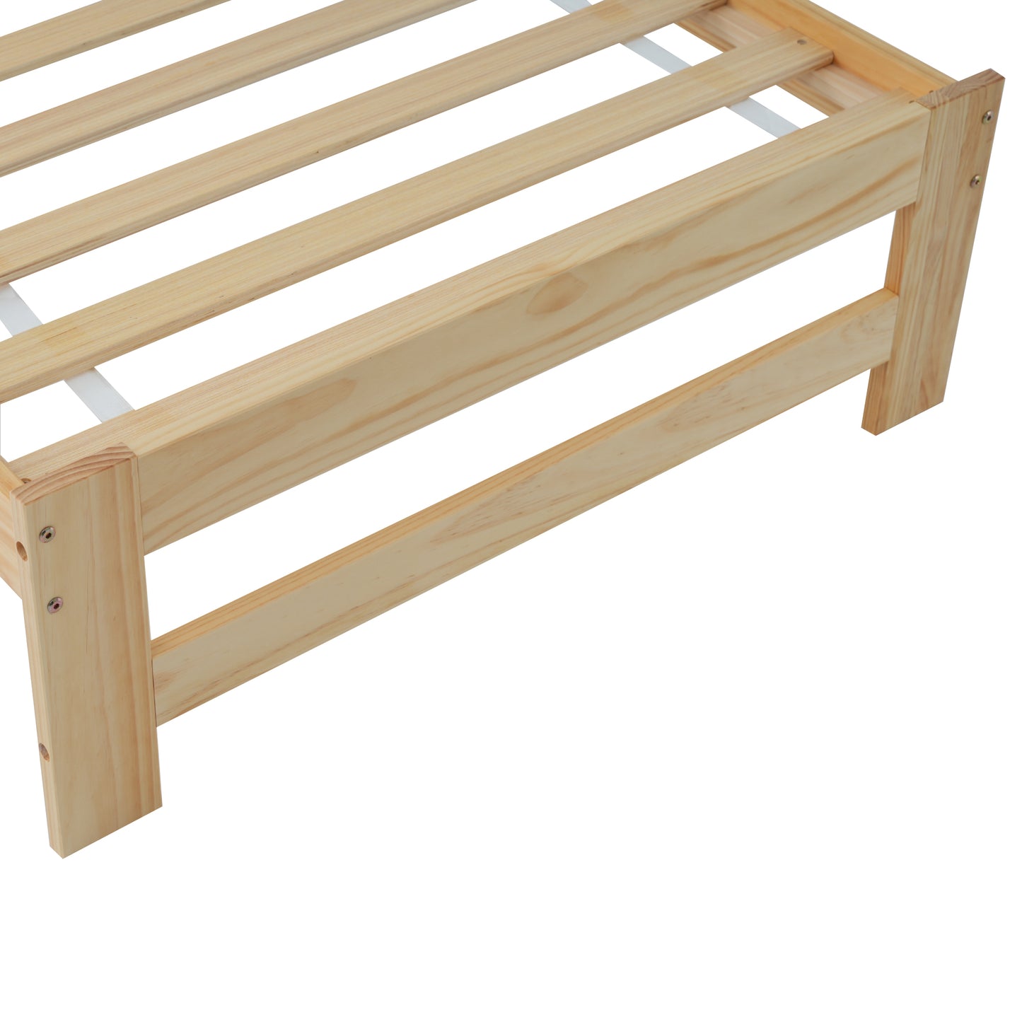 Solid Wood Futon Bed with Headboard and Slatted Frame - Natural 90x200 cm