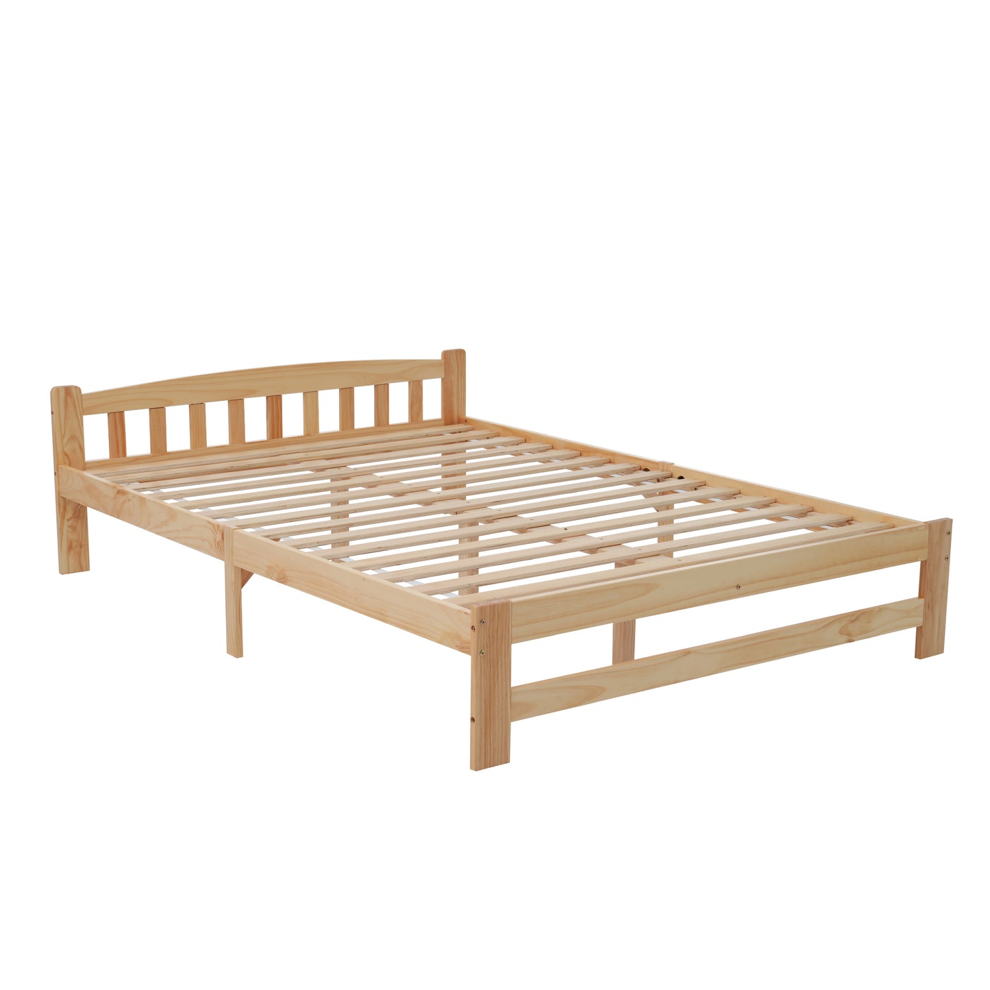 Solid Natural Hardwood Futon Bed with Headboard and Slatted Base - Black and Natural, 140x200 cm