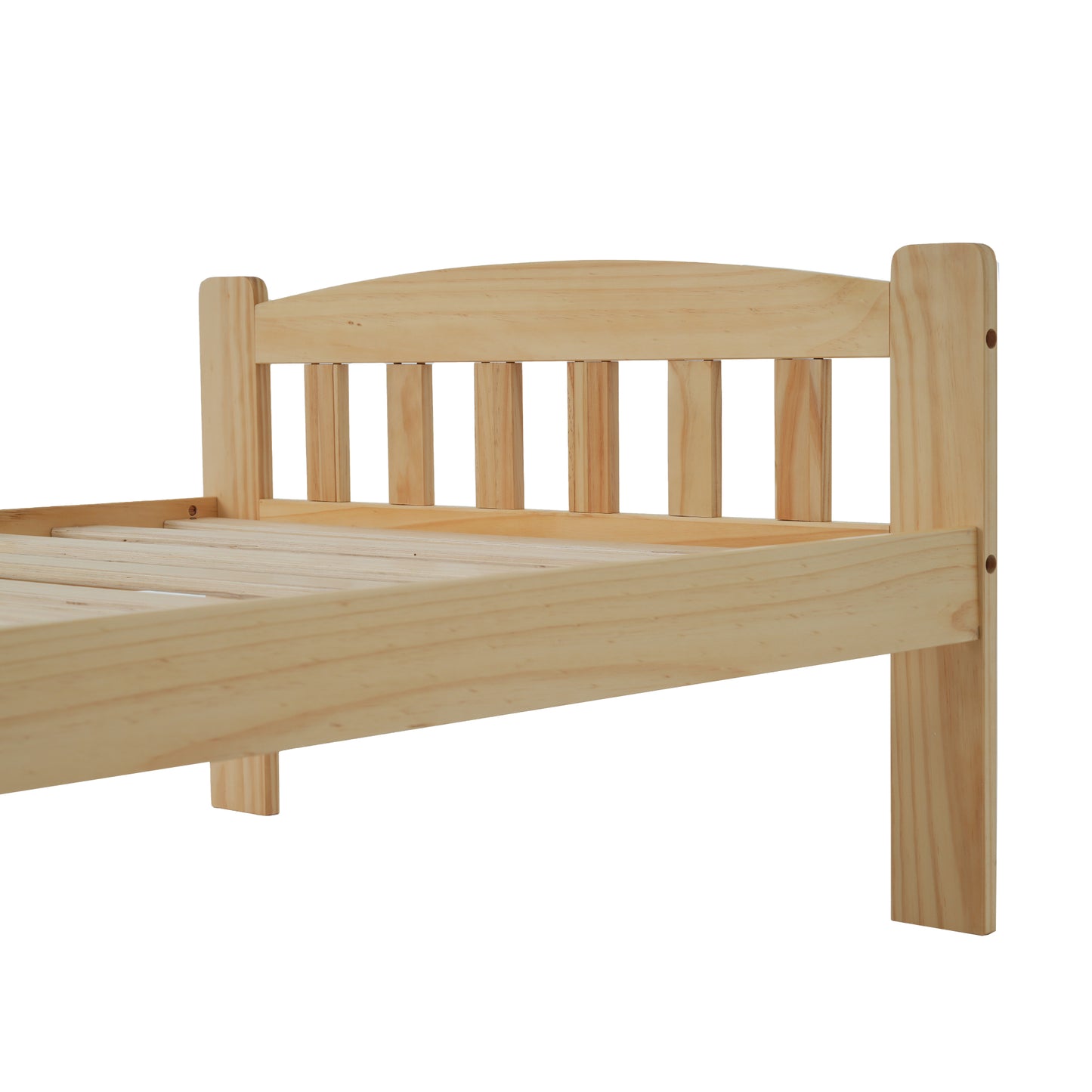 Solid Wood Futon Bed with Headboard and Slatted Frame - Natural 90x200 cm