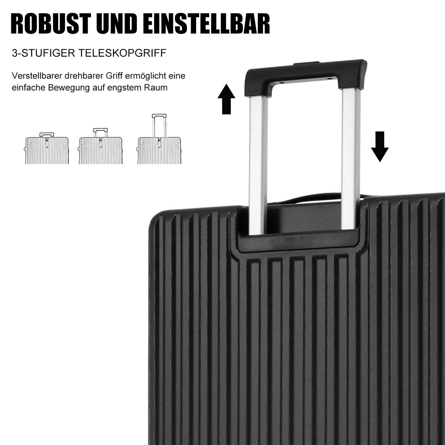 (Z)Hard Suitcase With Wheels Suitcase Suitcase 4 Wheels ABS Material TSA Customs Lock 55*36*21 Black