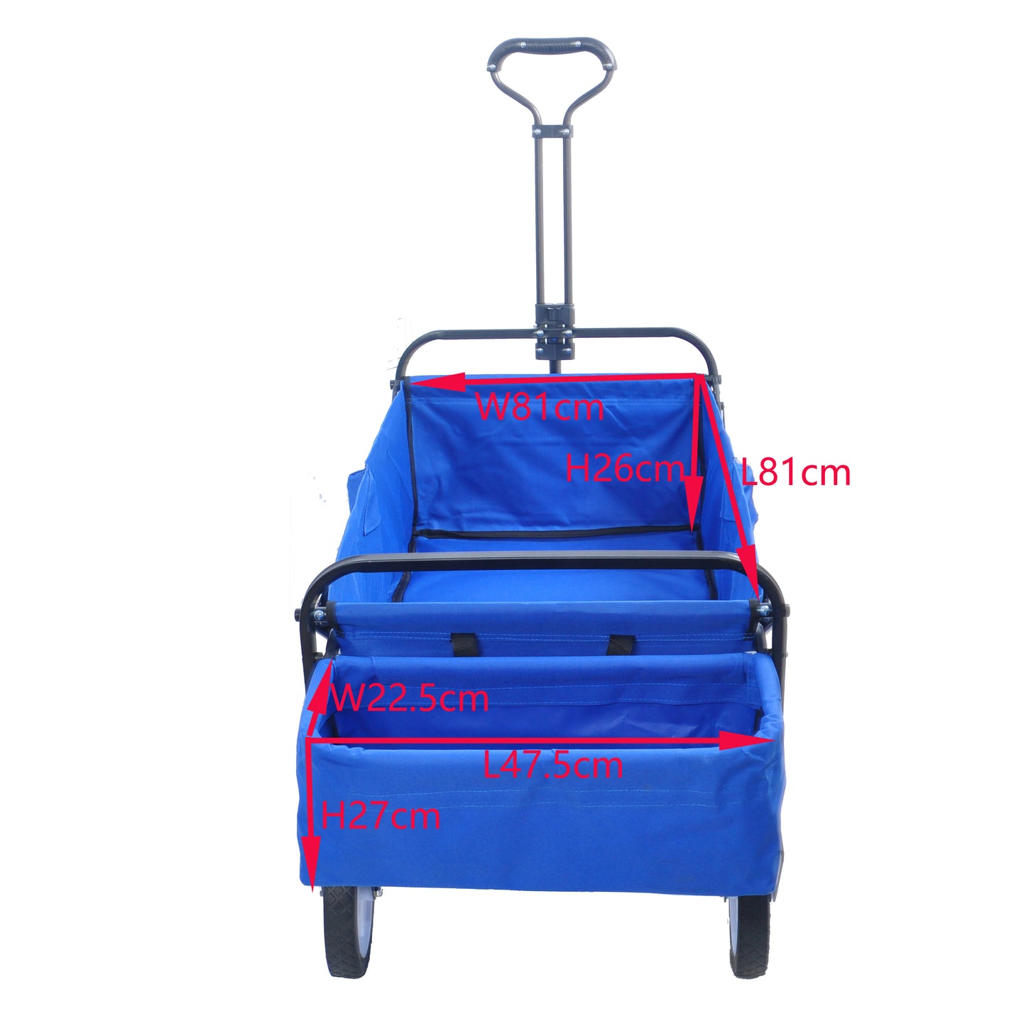 Antique Blue Folding Wagon with 360° Rotating Wheels & Drink Holder