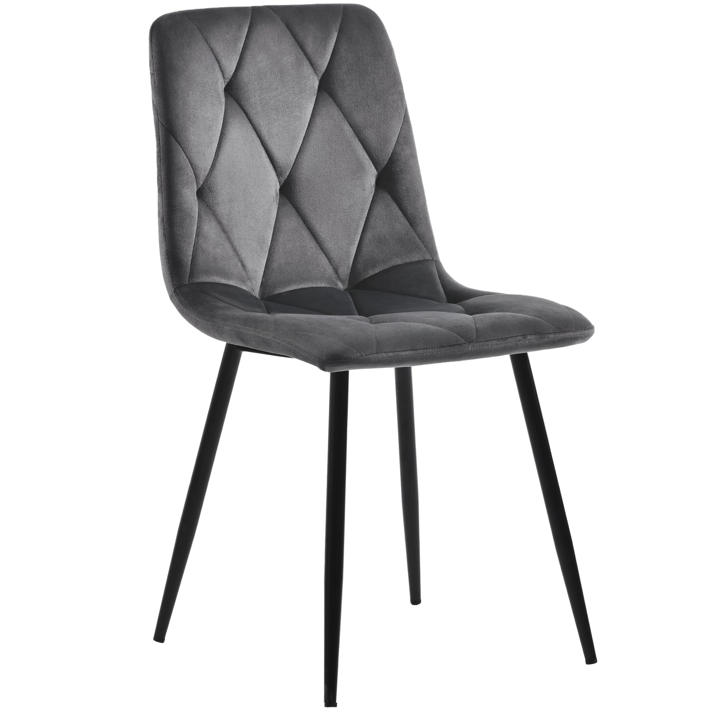 Dark Grey Twill Velvet Dining Chairs-Upholstered, Metal Frame, Set of 4