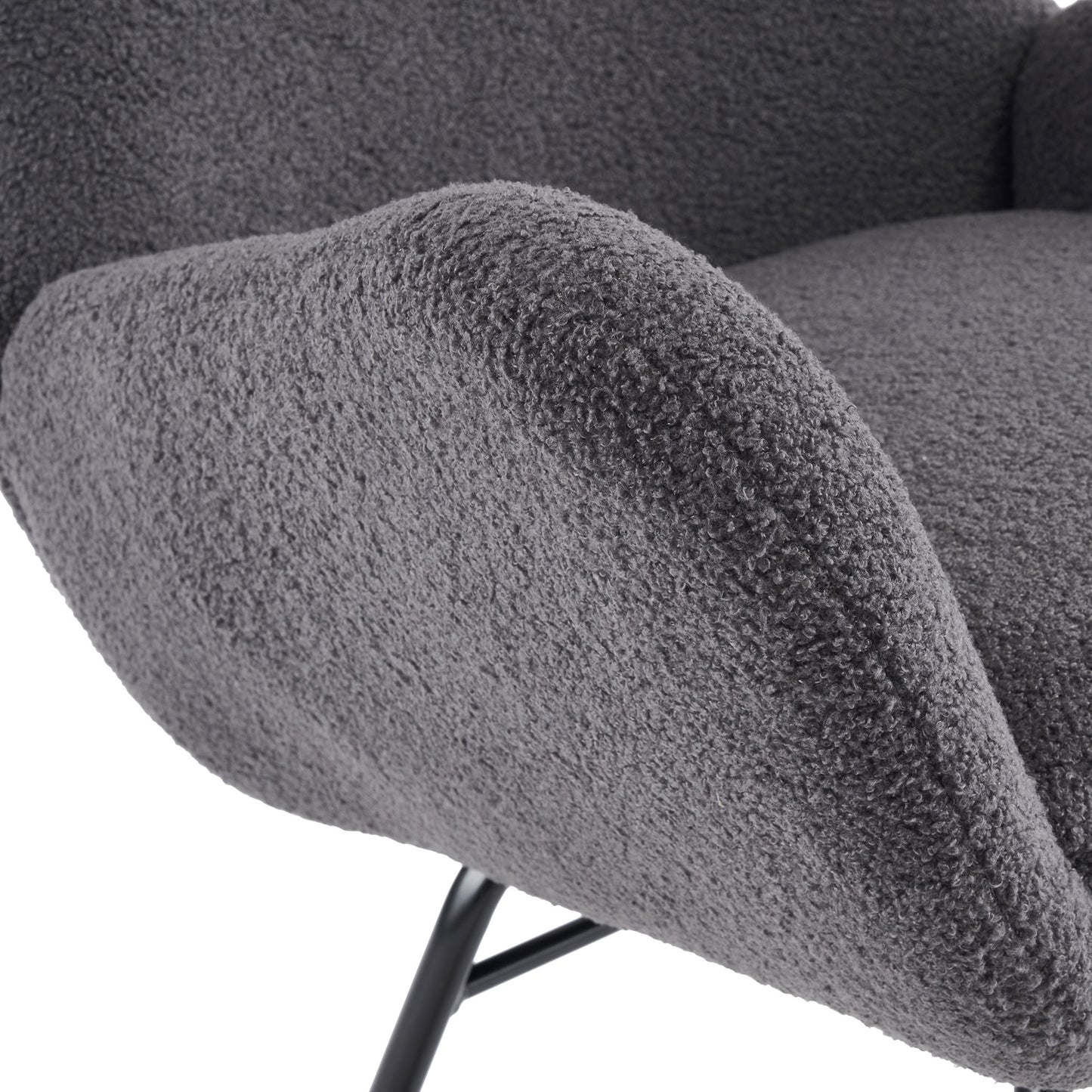 Modern High-Back Teddy Velvet Rocking Chair with Storage for Living Rooms