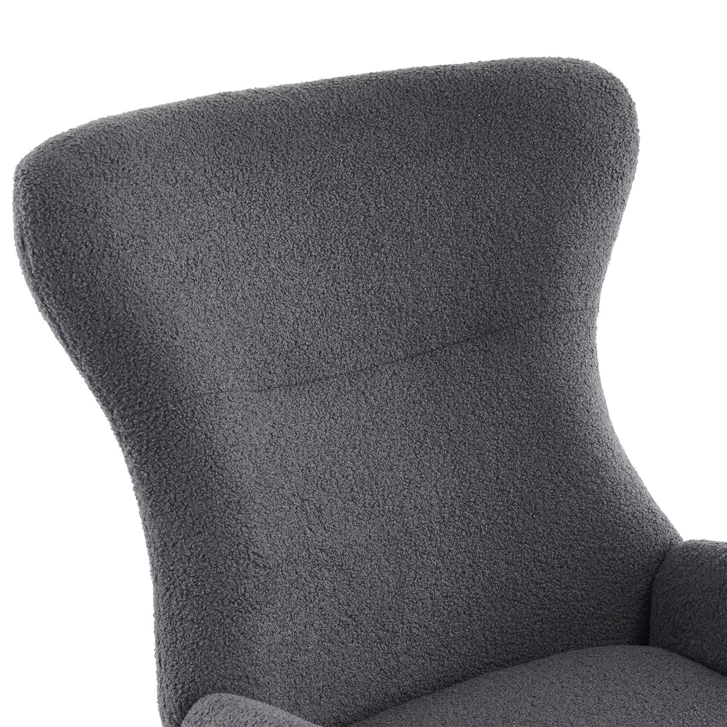 Modern High-Back Teddy Velvet Rocking Chair with Storage for Living Rooms