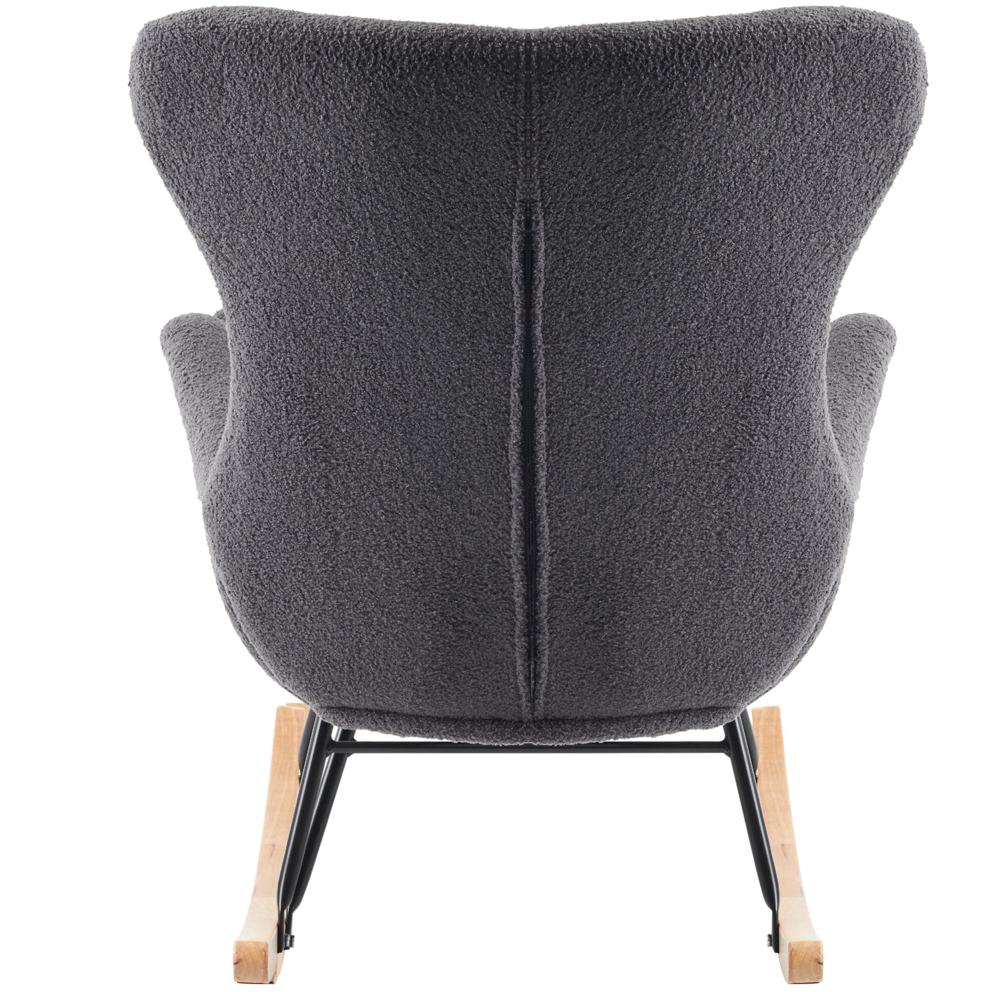 Modern High-Back Teddy Velvet Rocking Chair with Storage for Living Rooms