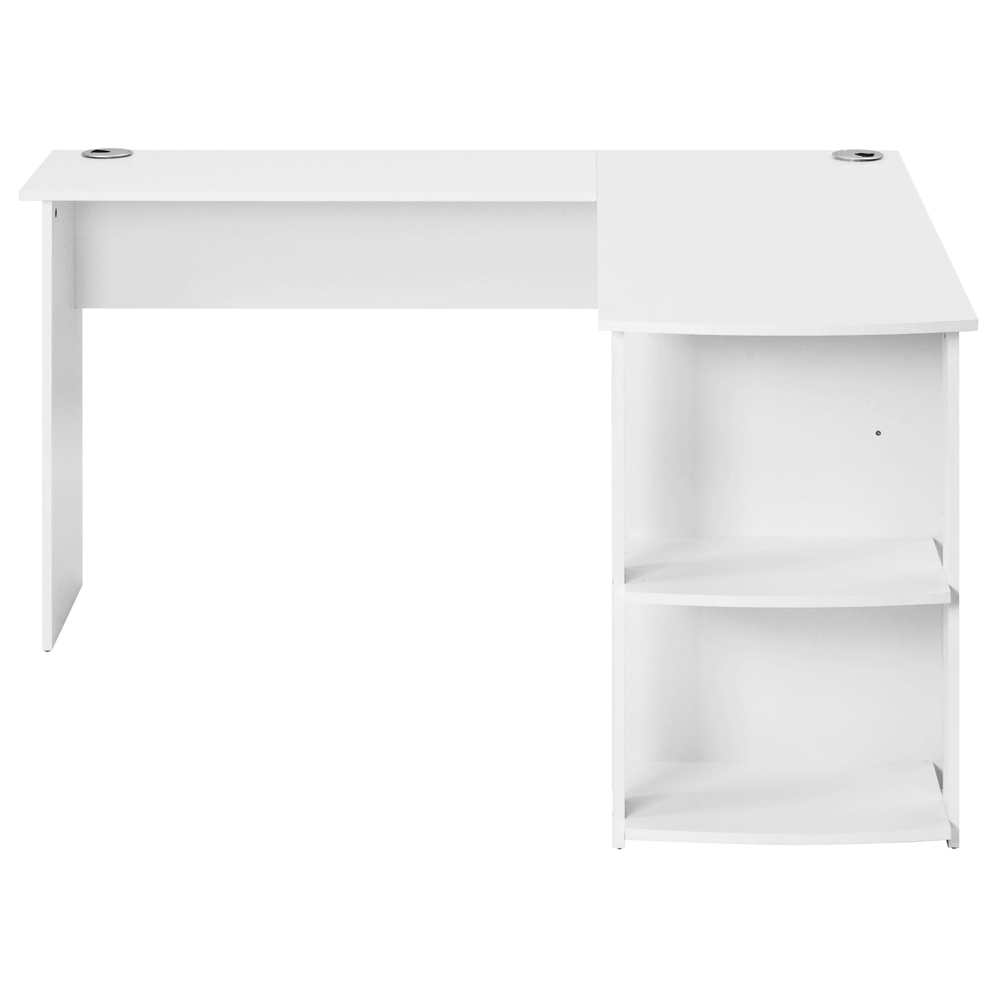 White Corner Desk 140 CM-L-Shaped Design with Two Shelves for Ultimate Workspace Efficiency