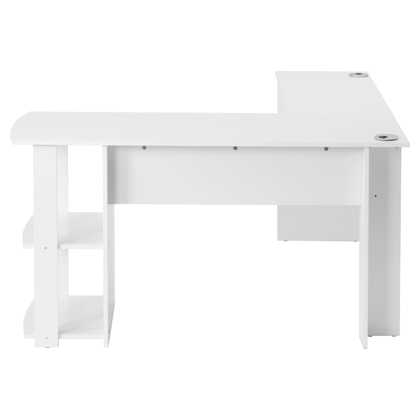 White Corner Desk 140 CM-L-Shaped Design with Two Shelves for Ultimate Workspace Efficiency