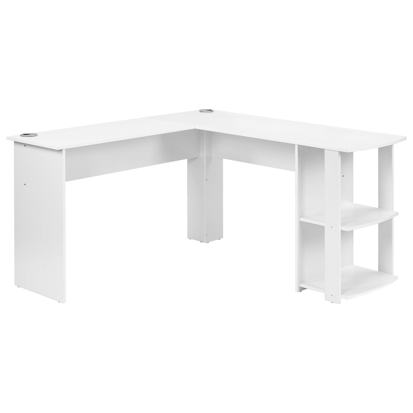 White Corner Desk 140 CM-L-Shaped Design with Two Shelves for Ultimate Workspace Efficiency