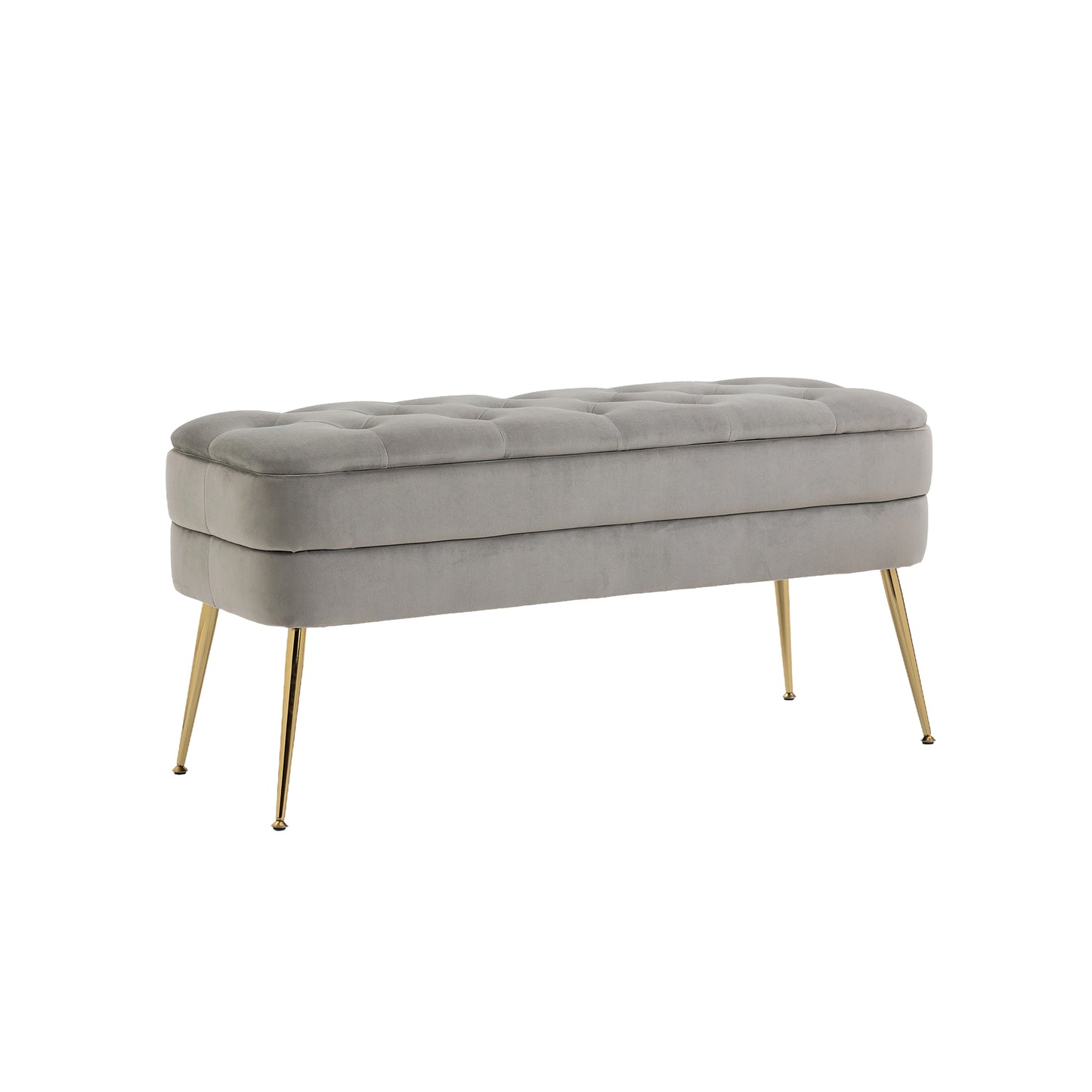 Gray Velvet Storage Ottoman - A Stylish and Functional Bench for Multiple Spaces