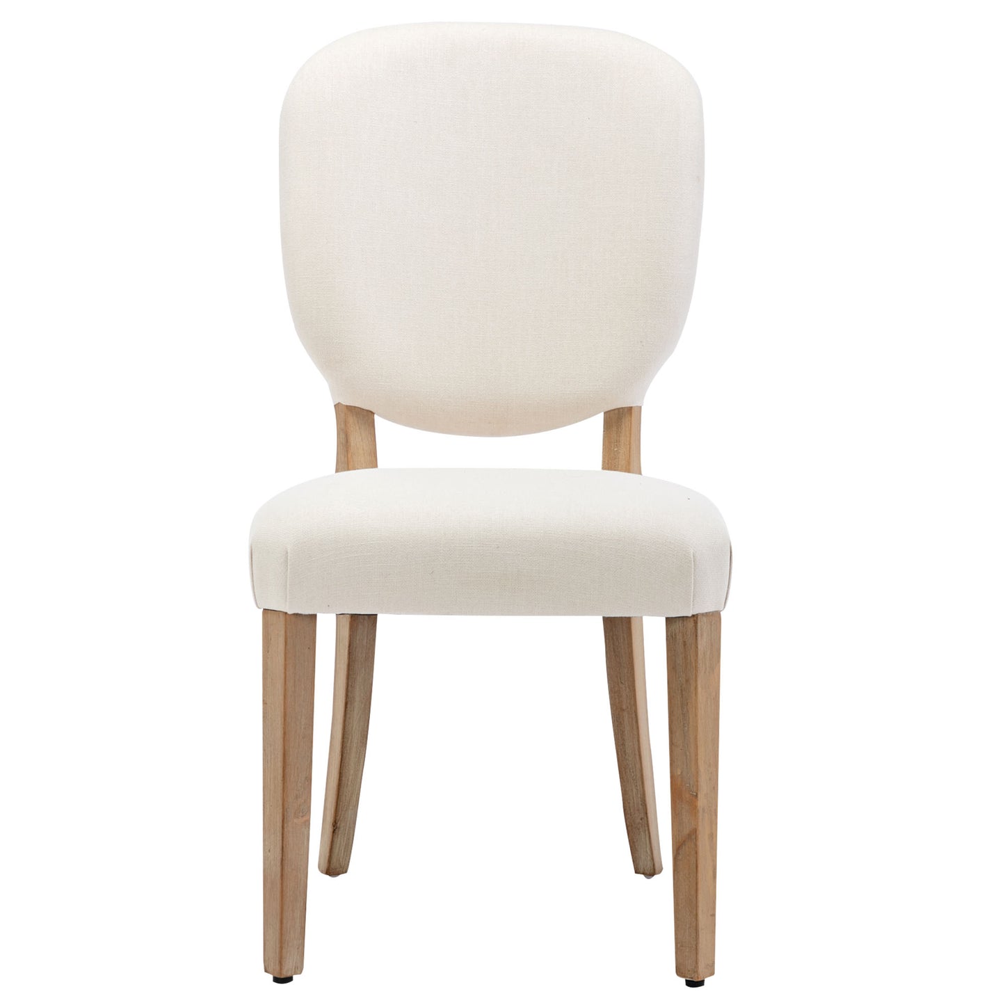 Beige Vintage Dining Chairs-Upholstered with Copper Nails, Set of 2