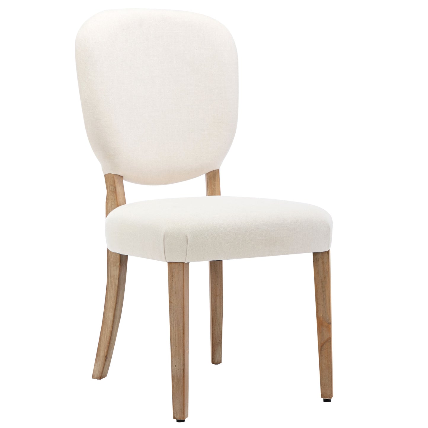 Beige Vintage Dining Chairs-Upholstered with Copper Nails, Set of 2