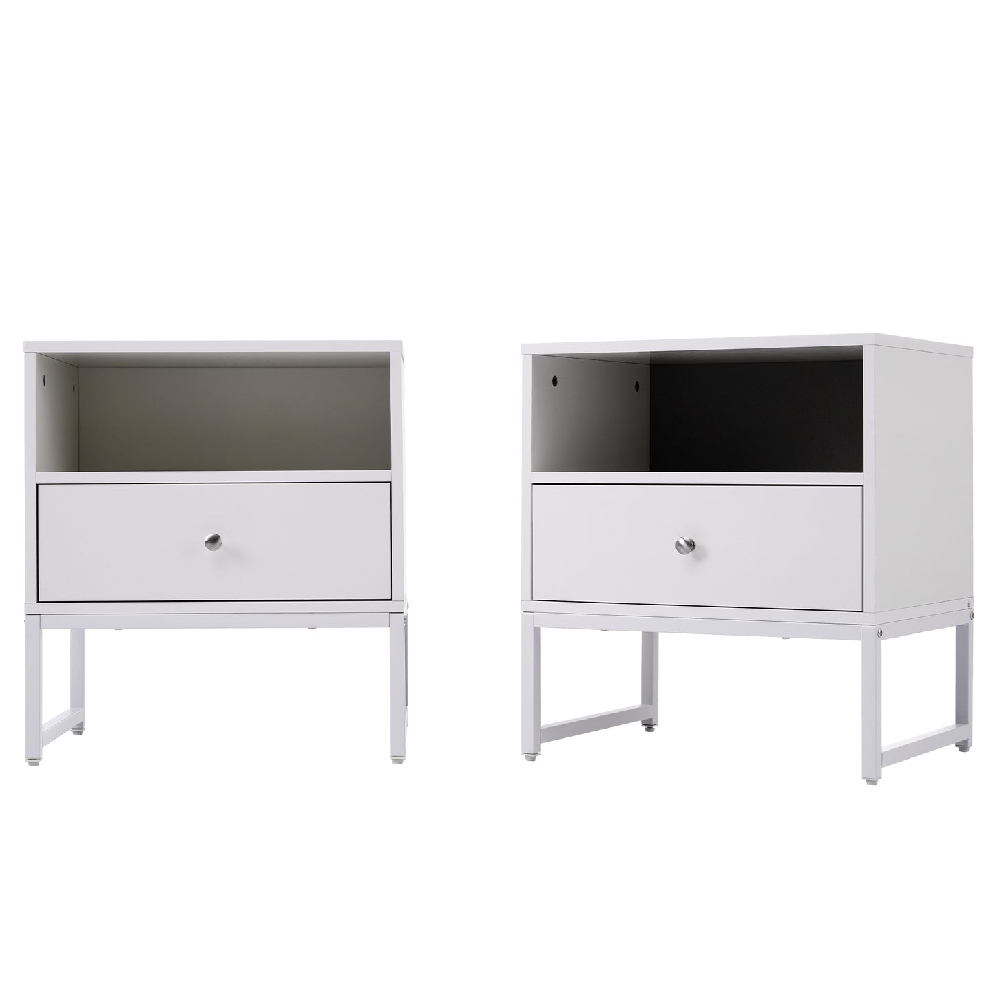 Stylish Minimalist White Bedside Tables-Set of 2